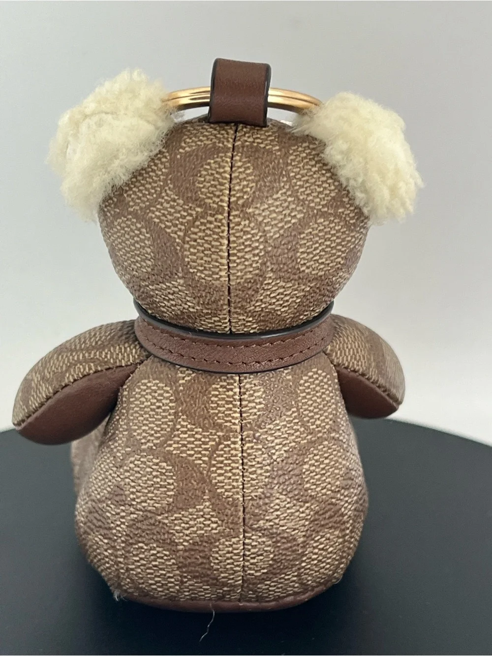 Coach Signature Canvas Bear Bag Charm Keychain with Shearling (Missing Tag) - Picture 14 of 15